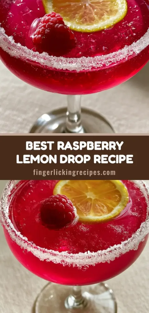 Raspberry Lemon Drop Cocktail: The Ultimate Vibrant Magenta Sipper 6 A stunning Raspberry Lemon Drop Cocktail in a sugar-rimmed coupe glass with a vibrant magenta hue and fresh berry garnish.