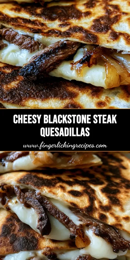 Close-up of toasted Blackstone Steak Quesadillas with visible griddle marks and melted white cheese.