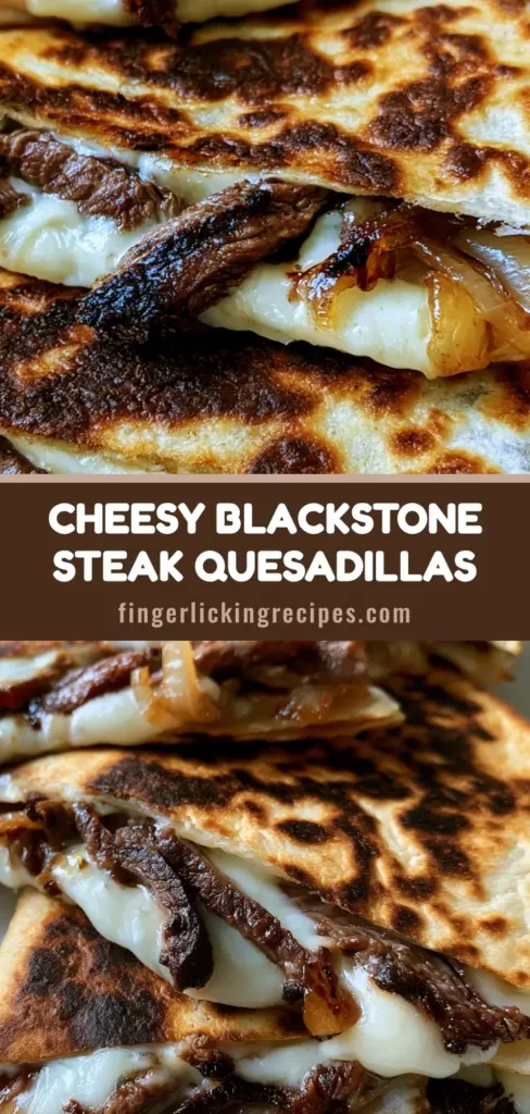 Close-up of toasted Blackstone Steak Quesadillas with visible griddle marks and melted white cheese.