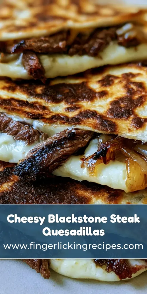 Close-up of toasted Blackstone Steak Quesadillas with visible griddle marks and melted white cheese.