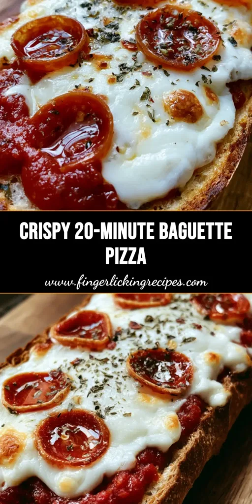 A handheld smartphone photo of a crispy French Bread Pizza Recipe with curled pepperoni and bubbling mozzarella on a wooden board.