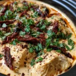 Marry Me Chicken: The Ultimate Slow Cooker Creamy Garlic Chicken Recipe Close-up handheld smartphone photo of succulent Marry Me Chicken breast chunks in a matte black crockpot with orange-tinted cream sauce. (Marry Me Chicken)