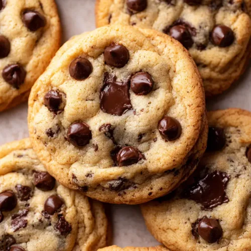 Classic Chocolate Chip Cookies with Melted Dark Chocolate Pools