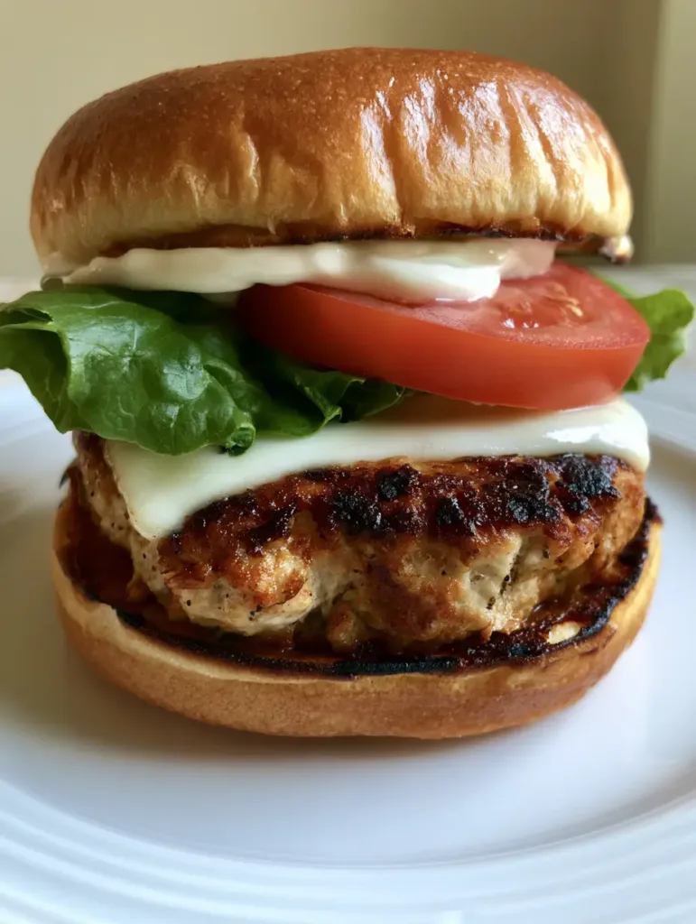 Juicy Turkey Burgers: The Ultimate Guide to the Perfect Seared Crust 2 Close up of a turkey burger assembly with melted white cheese and creamy mayo. (Juicy Turkey Burgers)