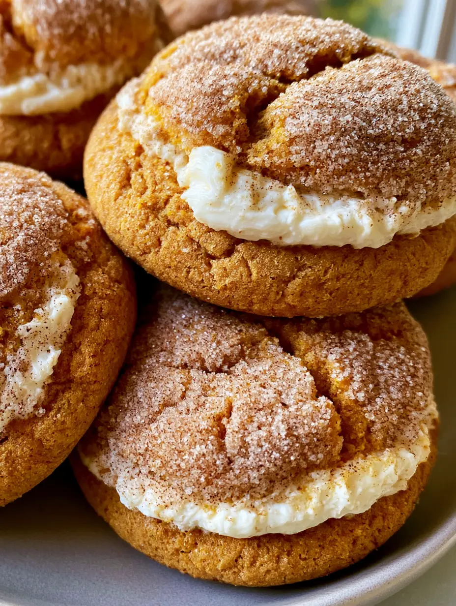 Pumpkin Cheesecake Cookies: The Ultimate Soft Pumpkin Spice Stuffed Delights 4 Overhead view of several Pumpkin Cheesecake Cookies with orange-toned dough and white filling visible through surface cracks.