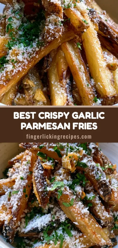 Garlic Parmesan Fries: The Ultimate Guide to Crispy, Golden Perfection 7 A towering heap of crispy Garlic Parmesan Fries in a rustic white bowl, featuring golden-brown charred edges and a heavy dusting of parmesan cheese.