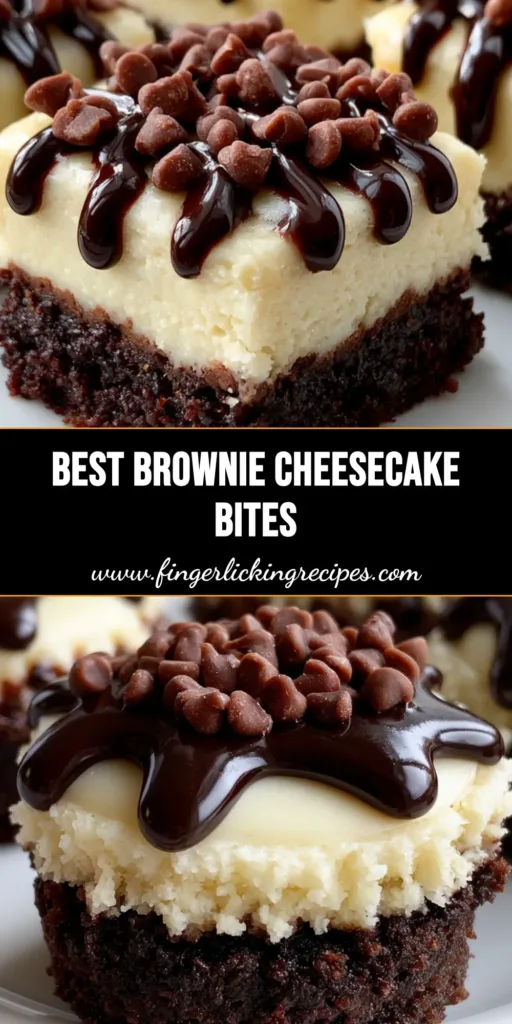 A stack of Brownie Bottom Cheesecake Bites with a dark brownie base and glossy chocolate drizzle on a white plate.