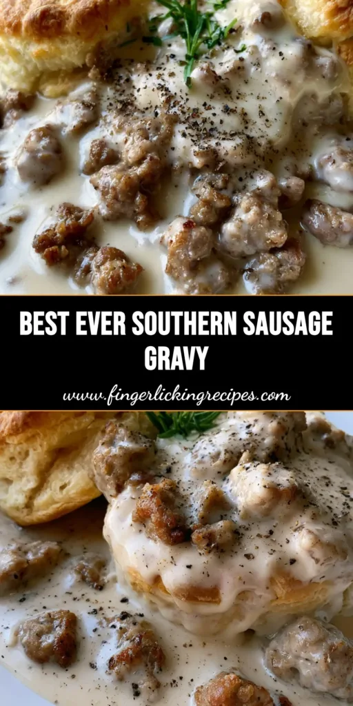 Pioneer Woman Sausage Gravy: The Ultimate Southern Comfort Breakfast 4 A plate of two split golden-brown buttermilk biscuits smothered in thick, ivory-white Pioneer Woman Sausage Gravy with coarse black pepper and fresh rosemary.