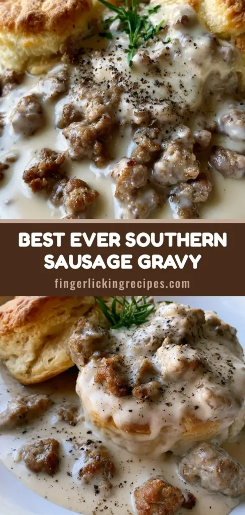 Pioneer Woman Sausage Gravy: The Ultimate Southern Comfort Breakfast 6 A plate of two split golden-brown buttermilk biscuits smothered in thick, ivory-white Pioneer Woman Sausage Gravy with coarse black pepper and fresh rosemary.
