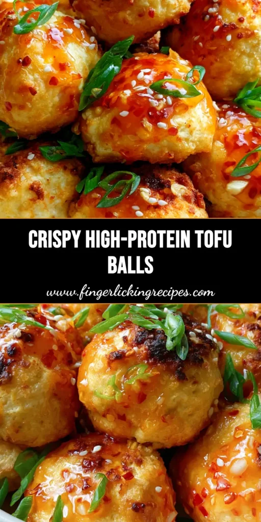 Air Fryer Tofu Balls with Glossy Sweet Chili Glaze 5 A close-up of Air Fryer Tofu Balls coated in a glossy sweet chili sauce with green onions and sesame seeds in a white bowl.