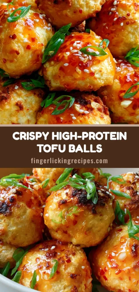 Air Fryer Tofu Balls with Glossy Sweet Chili Glaze 6 A close-up of Air Fryer Tofu Balls coated in a glossy sweet chili sauce with green onions and sesame seeds in a white bowl.