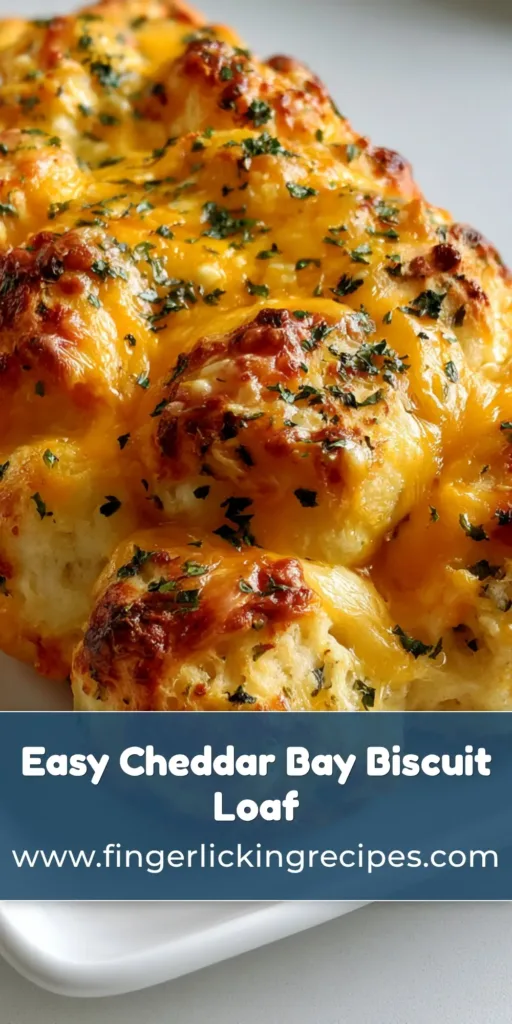 Red Lobster Cheddar Bay Biscuit Loaf: The Ultimate Pull-Apart Bread Recipe 7 A pull-apart Red Lobster Cheddar Bay Biscuit Loaf on a white rectangular plate with bubbling cheese and garlic butter glaze.