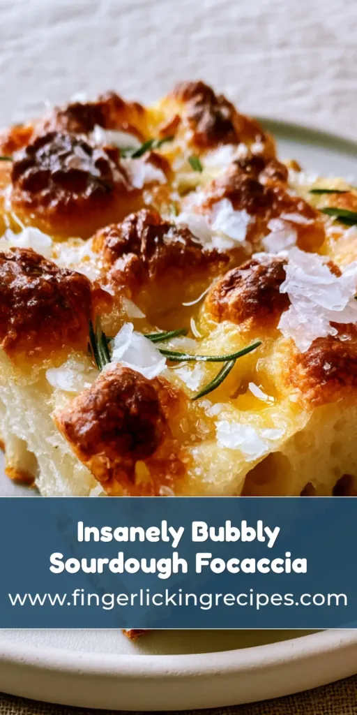 A thick, rectangular slice of sourdough focaccia with deep golden-brown crust, pooled olive oil, and rosemary needles. (Sourdough Focaccia)