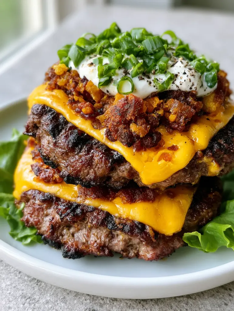 Keto Crack Burgers: The Ultimate Low-Carb Loaded Burger Experience 3 Close-up of seared ground beef patties for Keto Crack Burgers showing charred edges and melted cheese.