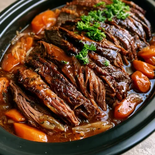 Home 2 Slow Cooker Beef Brisket with a Rich Mahogany Gravy and Root Vegetables