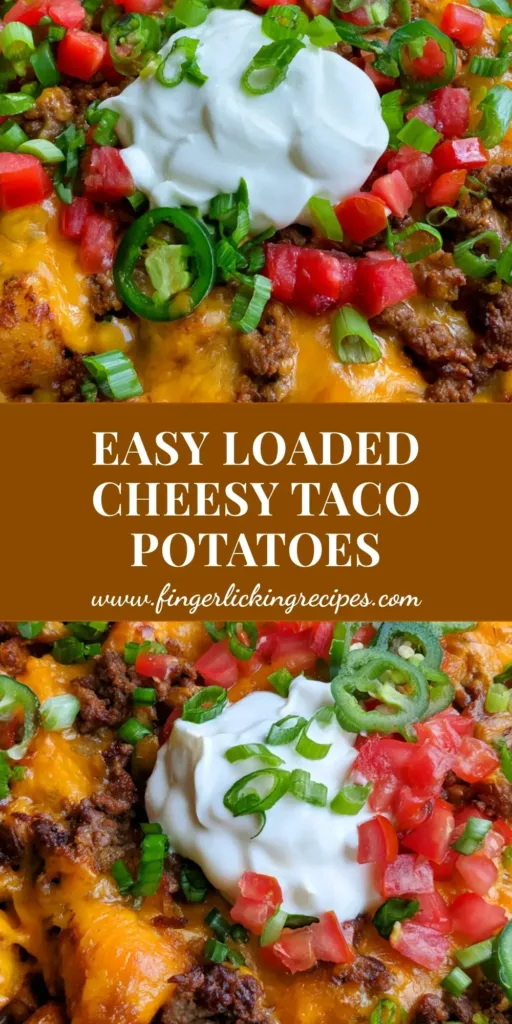 Cheesy Taco Potatoes: The Ultimate One-Pan Crispy Skillet Comfort 4 A rustic cast iron skillet filled with crispy golden Cheesy Taco Potatoes, melted cheddar, sour cream, and fresh jalapenos.