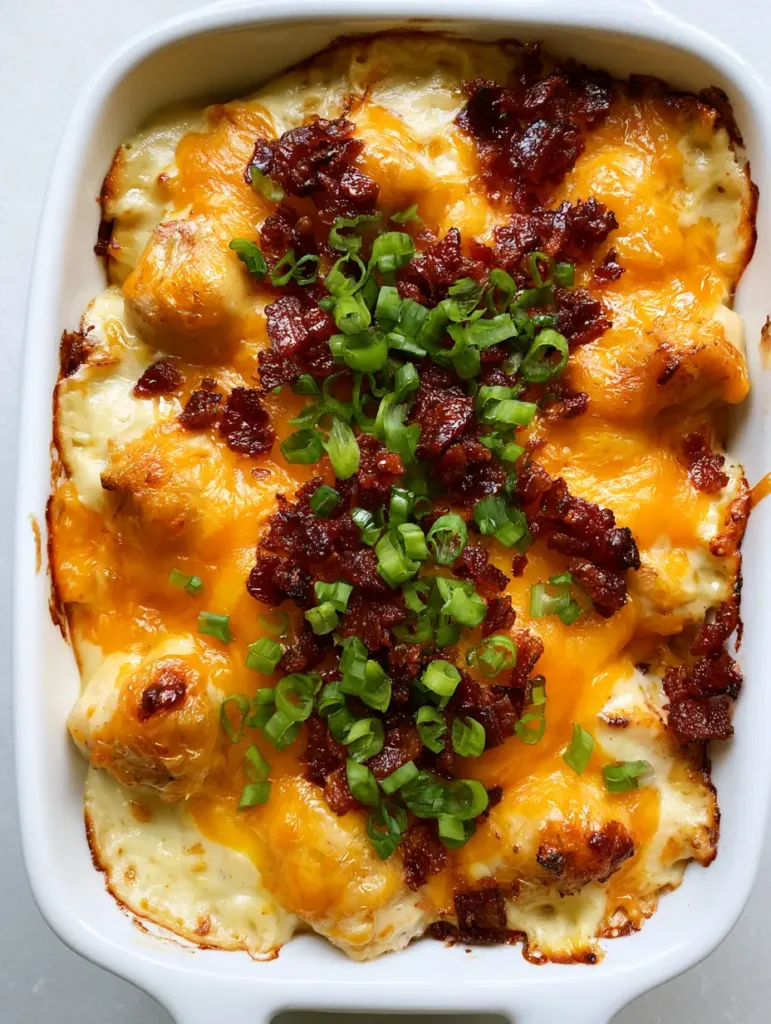 Mississippi Mud Chicken: The Ultimate Creamy Cheesy Casserole 3 Close-up of Mississippi Mud Chicken showing bite-sized seared chicken breast smothered in glossy cream sauce and topped with bubbling orange cheese.