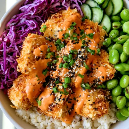 Crispy Coconut Tofu Bowl with Creamy Spicy Mayo