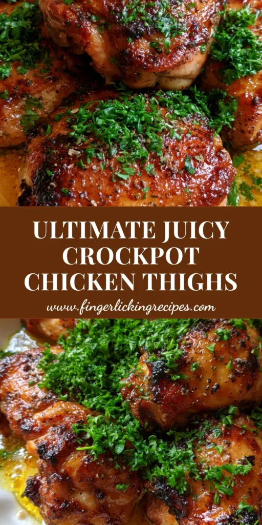 Slow Cooker Chicken Thighs With A Caramelized Honey-Gold Butter Glaze 5 A platter of glazed Slow Cooker Chicken Thighs with charred edges and fresh parsley garnish.