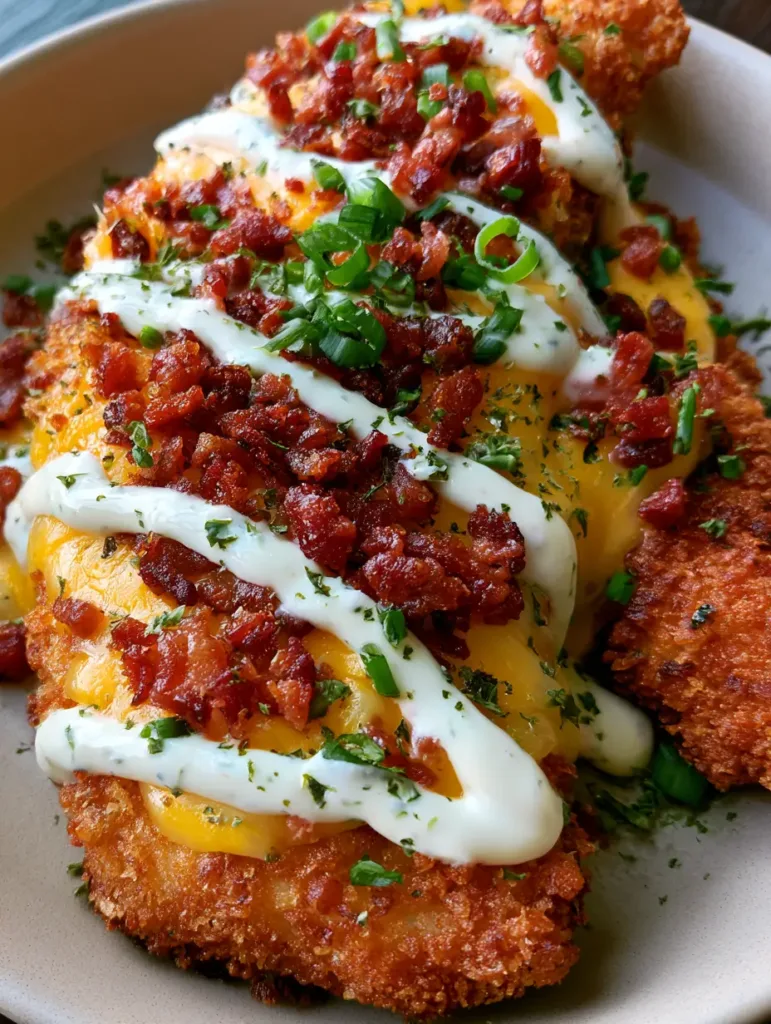 A smartphone photo of Crack Chicken Tenders on a ceramic plate, featuring ranch drizzle, scallions, and bacon.