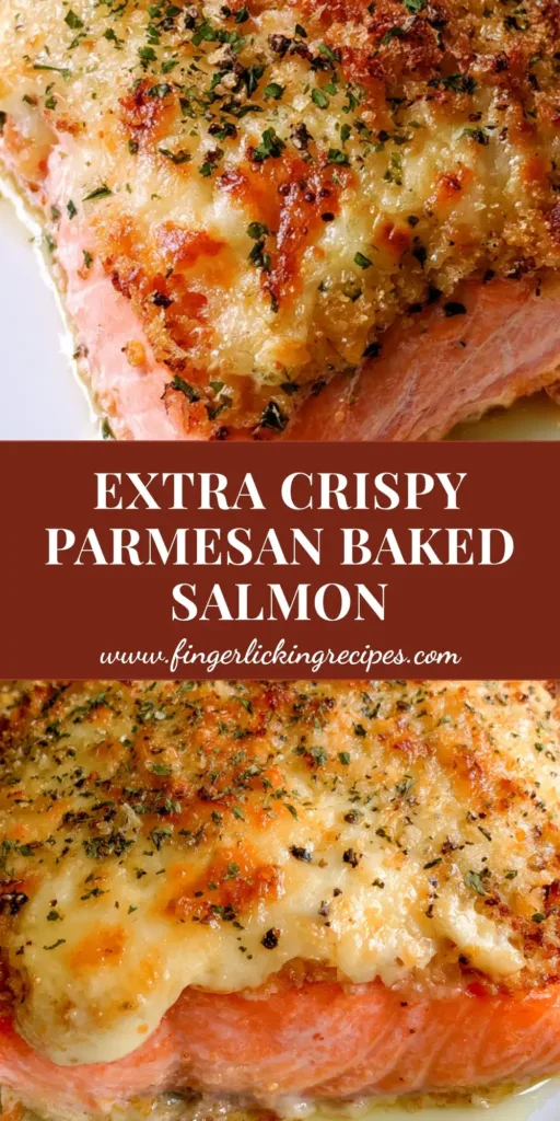 A handheld smartphone photo of a single Parmesan Crusted Salmon fillet on a white ceramic plate with lemon butter sauce.