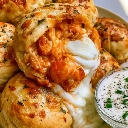 Buffalo Chicken Bombs with Flaky Biscuit Dough and Stretchy Mozzarella