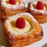 Mini Cheese Danish: The Ultimate Flaky Raspberry Pastry Recipe Multiple Mini Cheese Danishes on a white porcelain plate, showing the distinct thin flaky layers of the puff pastry.