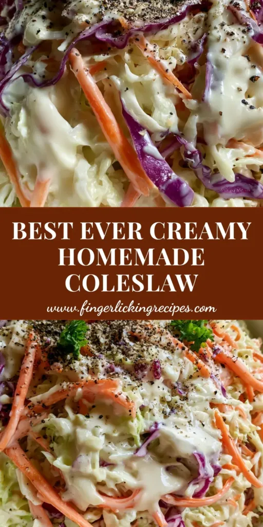 Homemade Coleslaw: The Ultimate Creamy and Crunchy Restaurant-Style Recipe 5 A handheld smartphone photo of a white ceramic bowl filled with Homemade Coleslaw featuring green and purple cabbage ribbons and julienned carrots in a creamy dressing.
