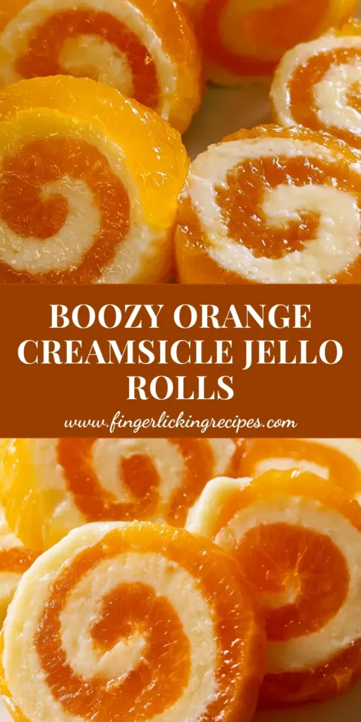 A stack of Creamsicle Vodka Jello Rollups on a white plate showing orange and white spirals.