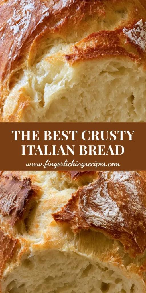 A rustic loaf of Crusty Italian Bread sliced on a light wooden board with a golden-brown crust and airy interior. (Crusty Italian Bread Recipe)